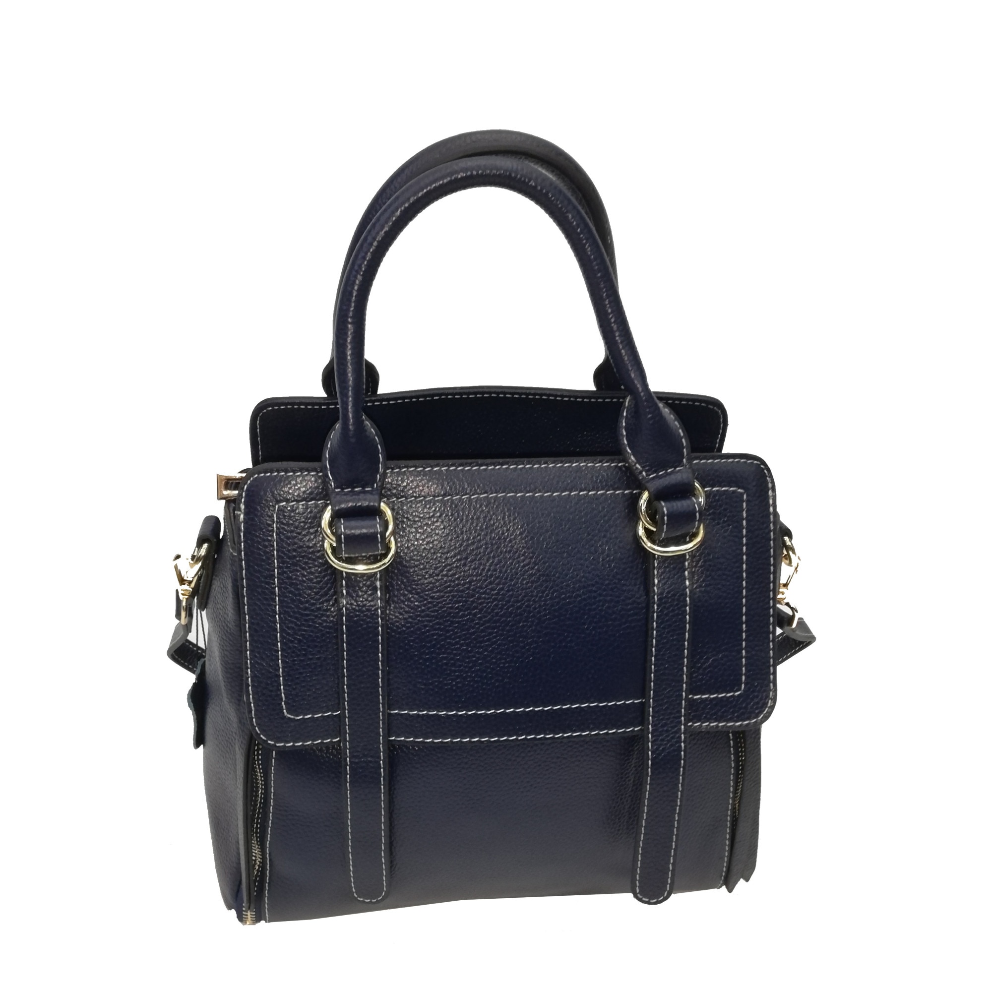 Geanta dama , din piele naturala, bleumarin, dimensiune 27x26x14