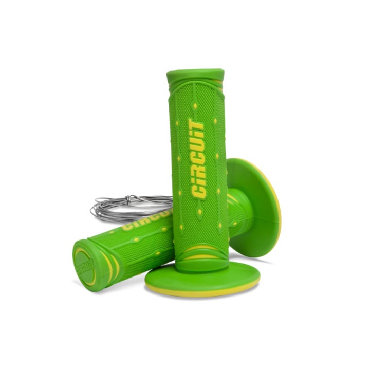 Set 2 Manere moto Circuit Jupiter, Motocross Enduro, Ø 22/24 mm, Verde/Galben