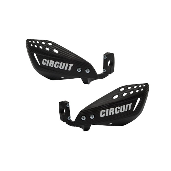 Set 2 Aparatori mana Universal Circuit Vector Carbon, Motocross Enduro, Polimer, Carbon Look, Negru/Alb