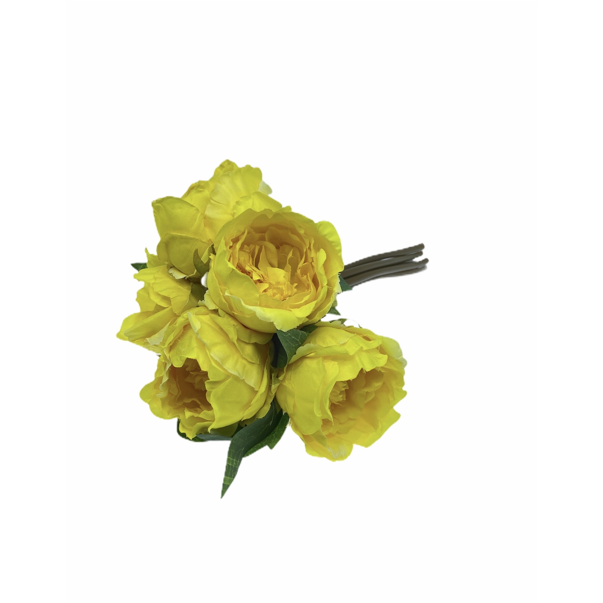 Buchet de bujori artificiali, Galben, 29 cm