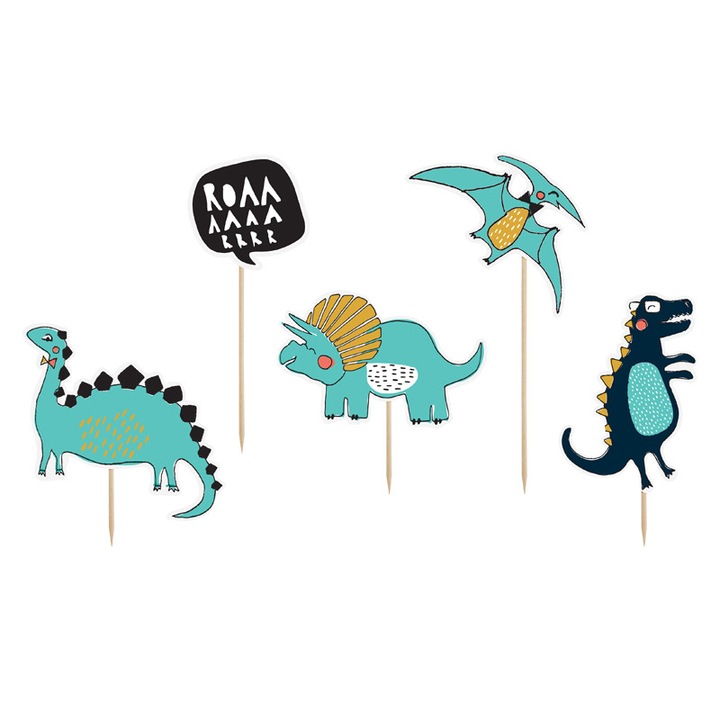 PartyMag Dinoszaurusz tortadísz szett, 5 db, muffin dekoráció