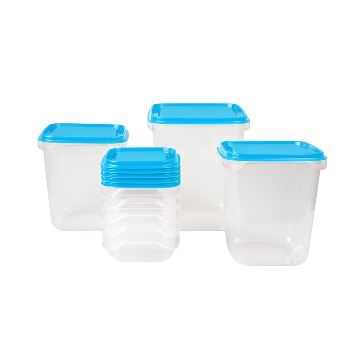 Set 8 cutii alimente, Fresco Tango 180 ml (x5)+1.13 litri (x2) + 1.8 litri, albastre