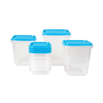 Set 8 cutii alimente, Fresco Tango 180 ml (x5)+1.13 litri (x2) + 1.8 litri, albastre Set 8 cutii alimente, Fresco Tango 180 ml (x5)+1.13 litri (x2) + 1.8 litri, albastre