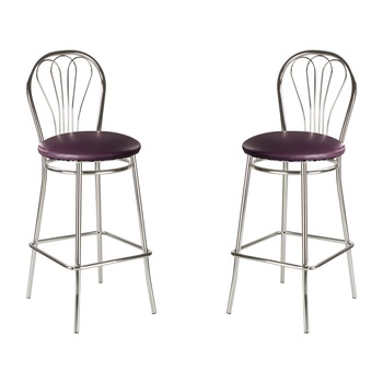 Set 2 scaune de bar VENUS Hoker, piele ecologica, Mov Set 2 scaune de bar VENUS Hoker, piele ecologica, Mov