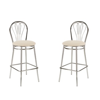 Set 2 scaune de bar VENUS Hoker, piele ecologica, Crem Set 2 scaune de bar VENUS Hoker, piele ecologica, Crem