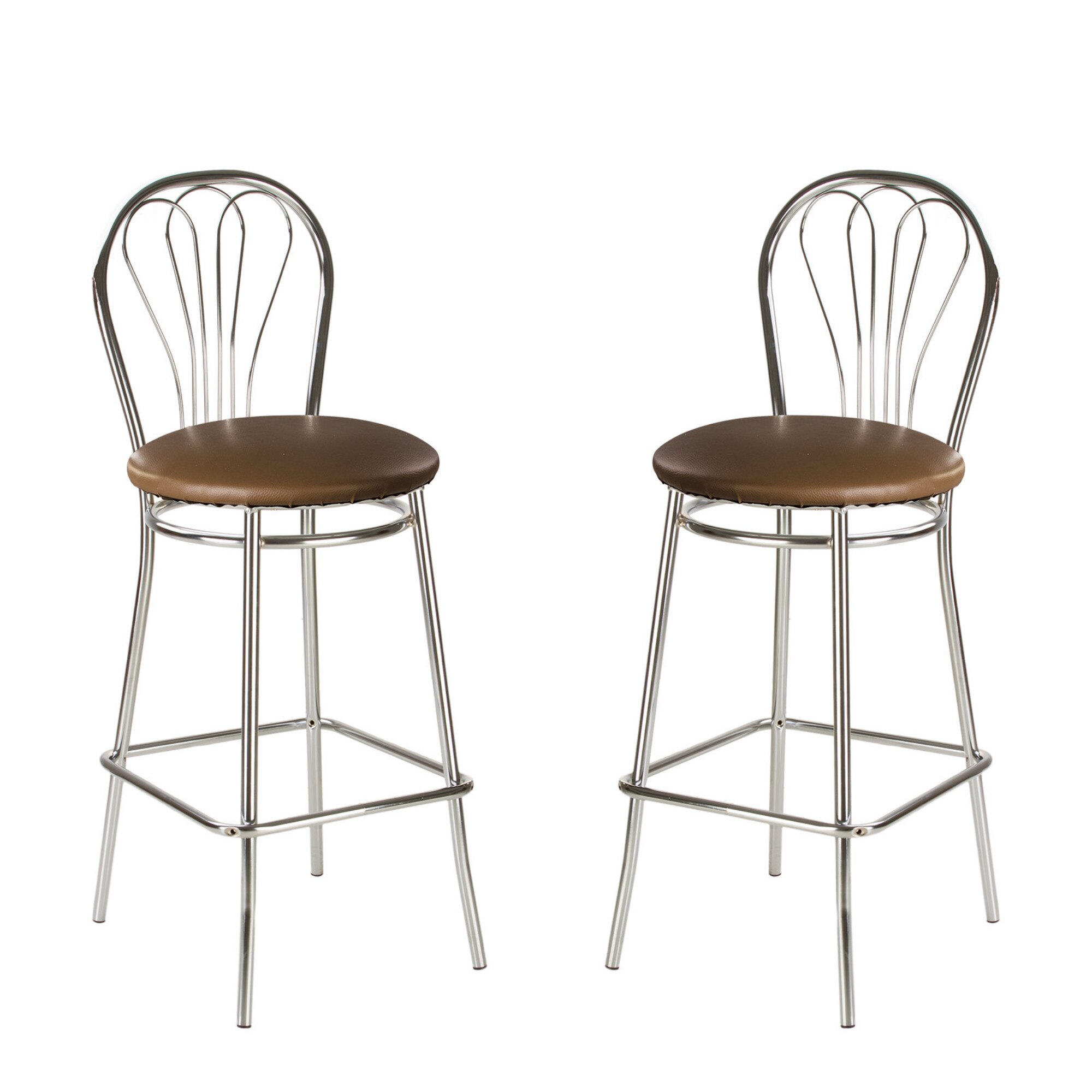 Set 2 scaune de bar VENUS Hoker, Maro piele ecologica