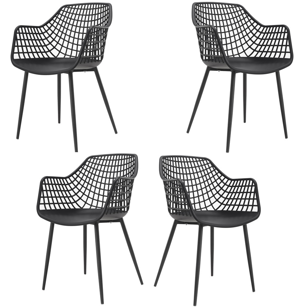 Set 4 bucatarie, terasa Raki Toyama cu aditiv UV protectie impotriva razelor solare 56x57x84cm negru