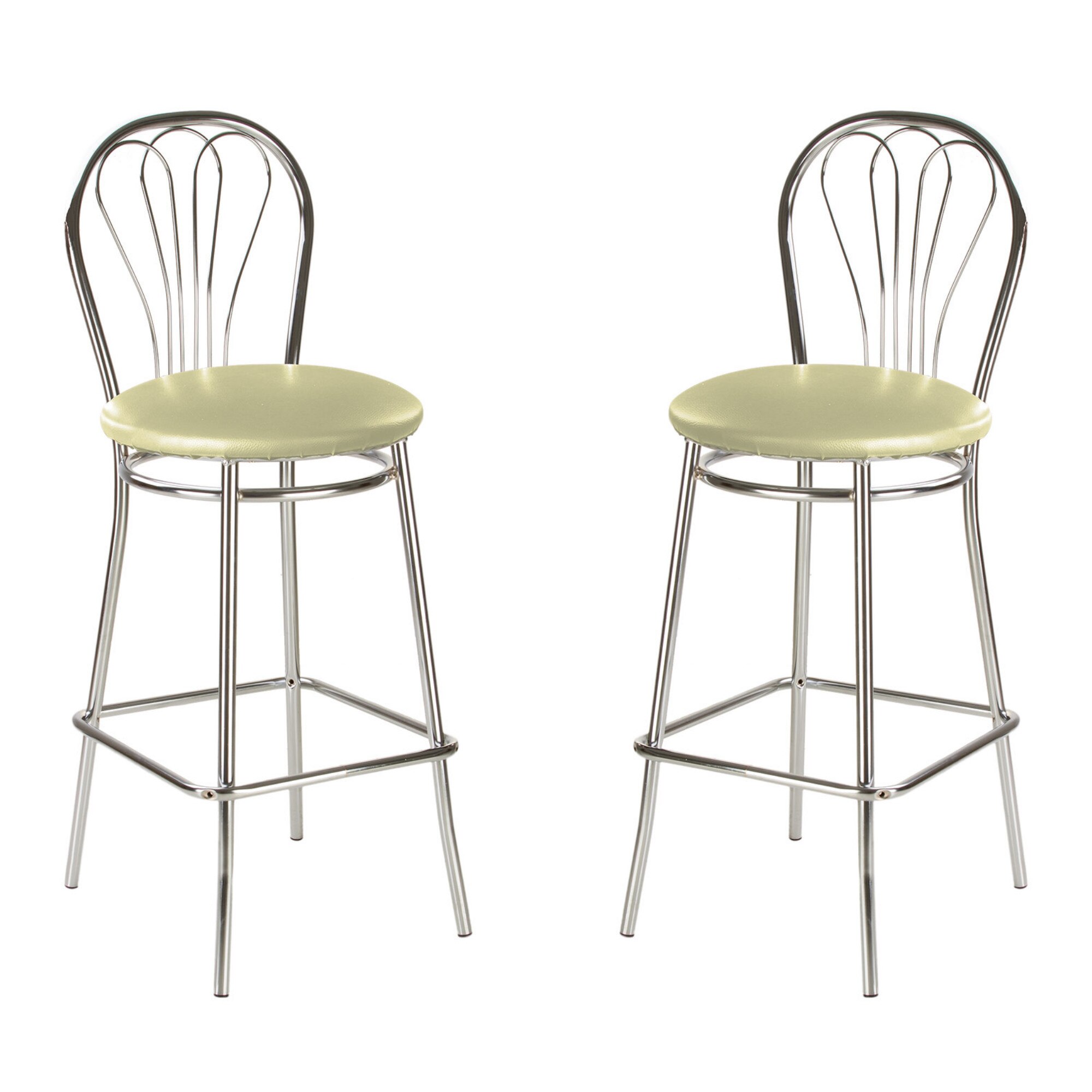 Set 2 scaune de bar VENUS Hoker, Oliv piele ecologica