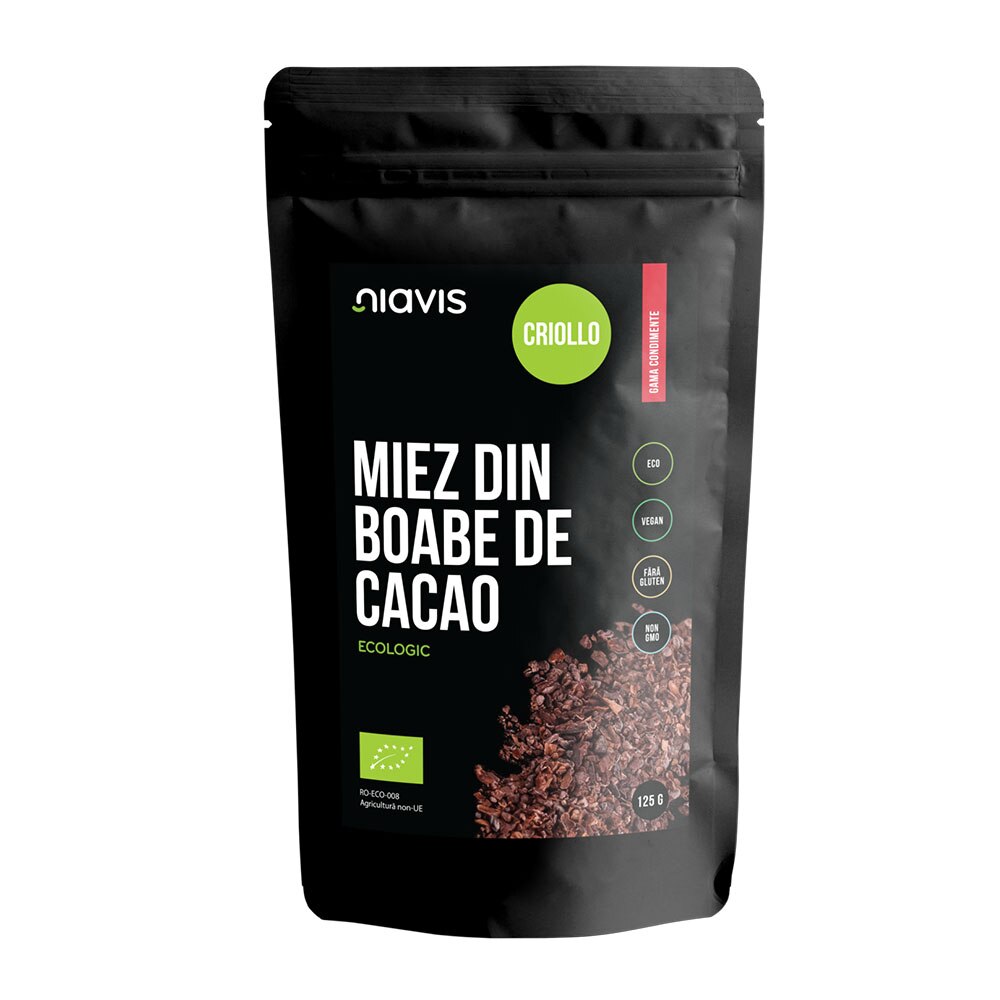 Miez din Boabe de Cacao Criollo Ecologice/BIO, Niavis, 125g
