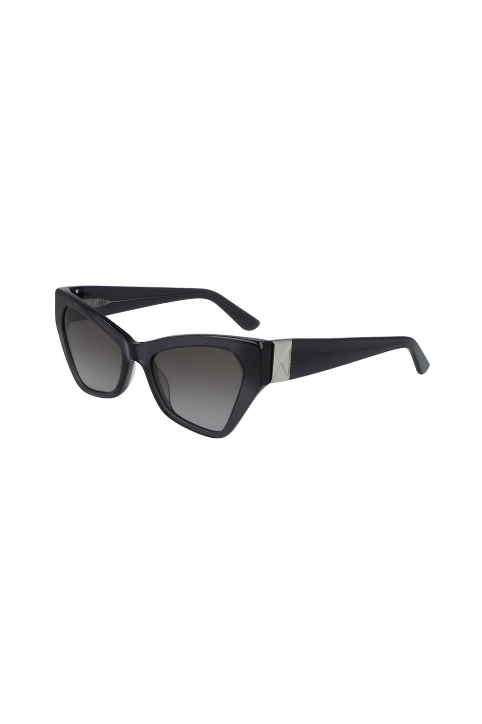 Karl Lagerfeld, Ochelari de soare cat-eye cu detaliu contrastant, Negru/Argintiu, 53-19-140 Standard