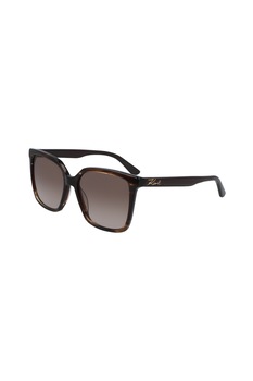 Karl Lagerfeld, Ochelari de soare dreptunghiulari cu lentile in degrade, Negru/Oranj pal, 55-16-140 Standard Karl Lagerfeld, Ochelari de soare dreptunghiulari cu lentile in degrade, Negru/Oranj pal, 55-16-140 Standard