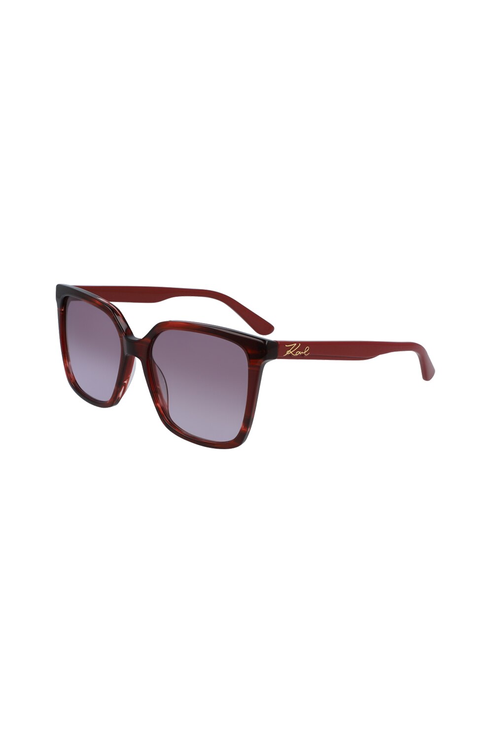 Karl Lagerfeld, Ochelari de soare dreptunghiulari cu lentile in degrade, Rosu bordeaux/Negru, 55-16-140 Standard