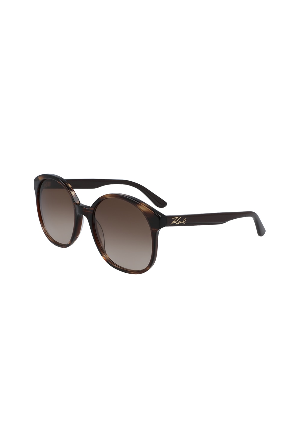 Karl Lagerfeld, Ochelari de soare rotunzi cu lentile in degrade, Negru/Oranj pal, 56-19-140 Standard
