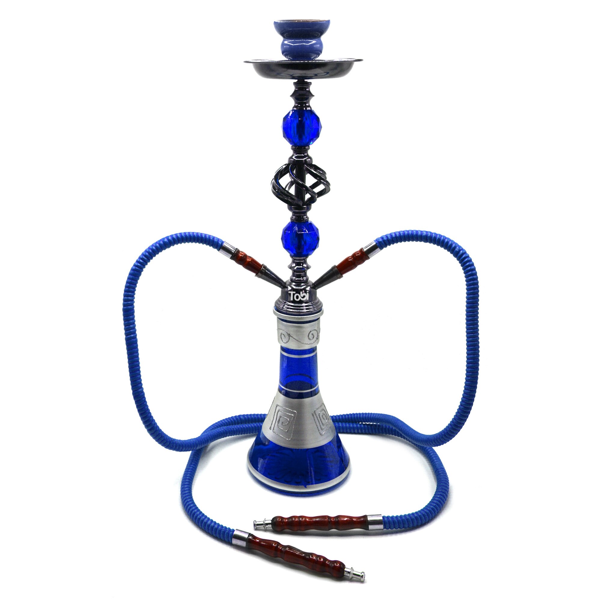 Narghilea Tobi, Maydum, 2 furtunuri, Albastru, 55 cm