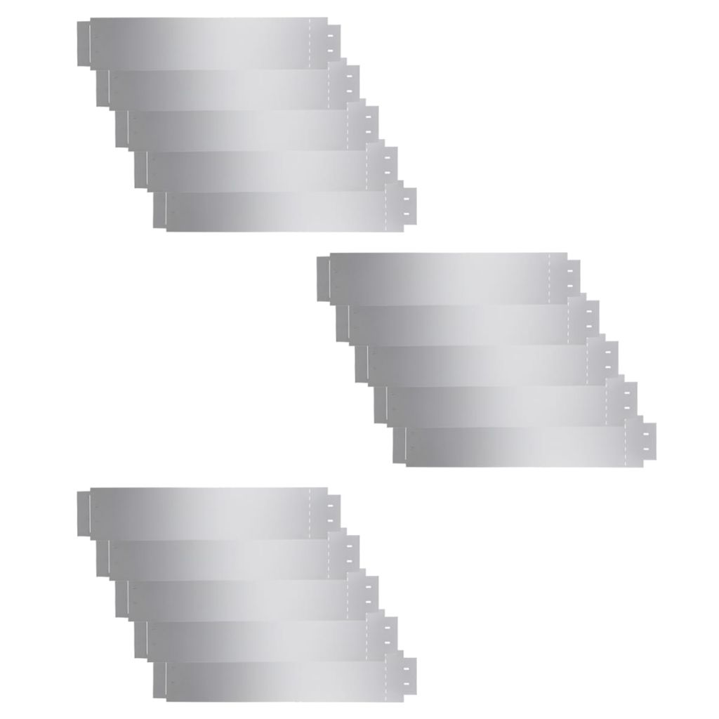 Set de 15 piese bordura de gradina vidaXL, Otel, 100 x 20 cm, Argintiu