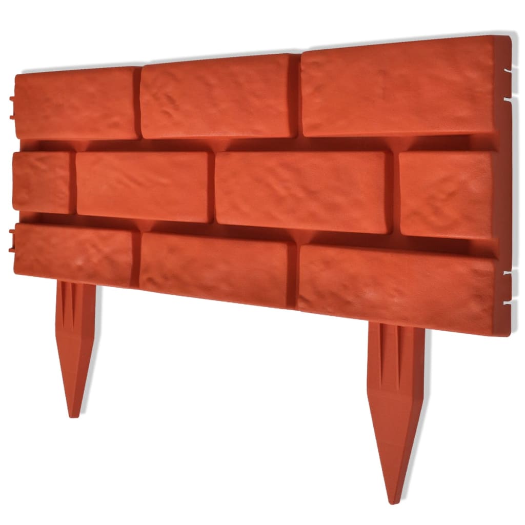 Set 11 piese de gard pentru peluza, vidaXL, Plastic, Rosu