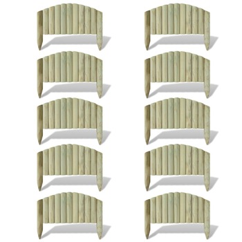 Set de 10 de borduri de gazon de gradina, vidaXL, Lemn de pin tratat, 55 x 40 cm, Verde Set de 10 de borduri de gazon de gradina, vidaXL, Lemn de pin tratat, 55 x 40 cm, Verde