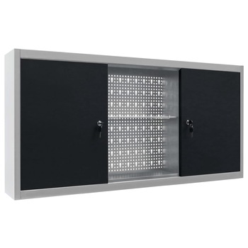 Dulap depozitare scule, vidaXL, Metal, 120 x 19 x 60 cm, Gri/Negru Dulap depozitare scule, vidaXL, Metal, 120 x 19 x 60 cm, Gri/Negru
