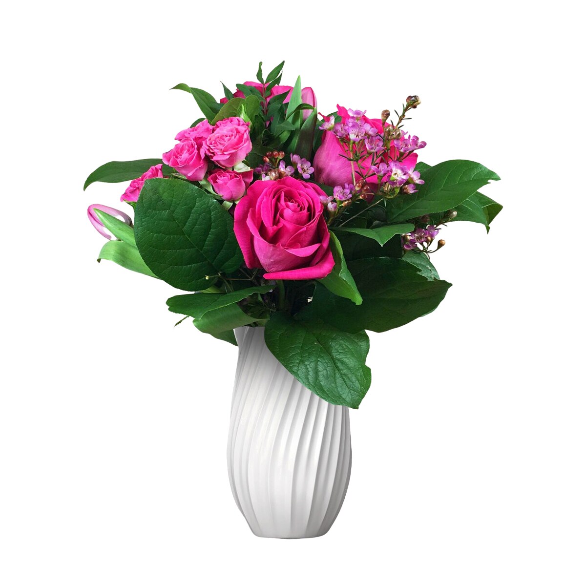 Buchet cu trandafiri si wax flower