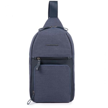 Rucsac cu o curea de umar port iPad si buzunar pentru Connequ Piquadro din tesut si piele CA4805W98/BLU albastru Rucsac cu o curea de umar port iPad si buzunar pentru Connequ Piquadro din tesut si piele CA4805W98/BLU albastru
