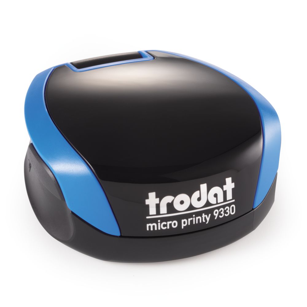 Stampila rotunda firma, de buzunar, Trodat Micro Printy 9330, tus albastru, diametru 30 mm, culoare albastra