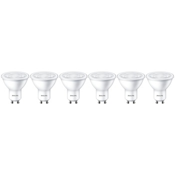 Pachet 6 becuri LED Philips, GU10, 4.7W (50W), 345 lm, A+, lumina alba calda Pachet 6 becuri LED Philips, GU10, 4.7W (50W), 345 lm, A+, lumina alba calda