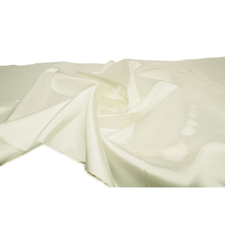 Satin fara adaugat elastan, Satinat neted cu stralucire, Crema 50 cm x 150 cm