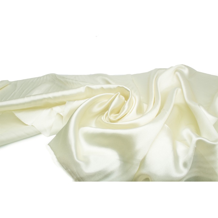 Satin fara adaugat elastan, Satinat neted cu stralucire, Vanilie 50 cm x 150 cm