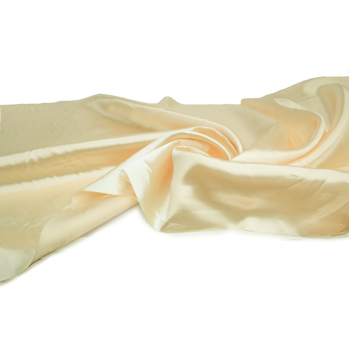 Satin fara adaugat elastan, Satinat neted cu stralucire, Bej deschis 50 cm x 150 cm