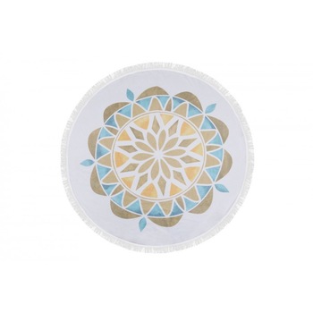 Prosop plaja rotund bumbac 100% cu franjuri, diametru 150 cm, Multicolor B02 Prosop plaja rotund bumbac 100% cu franjuri, diametru 150 cm, Multicolor B02