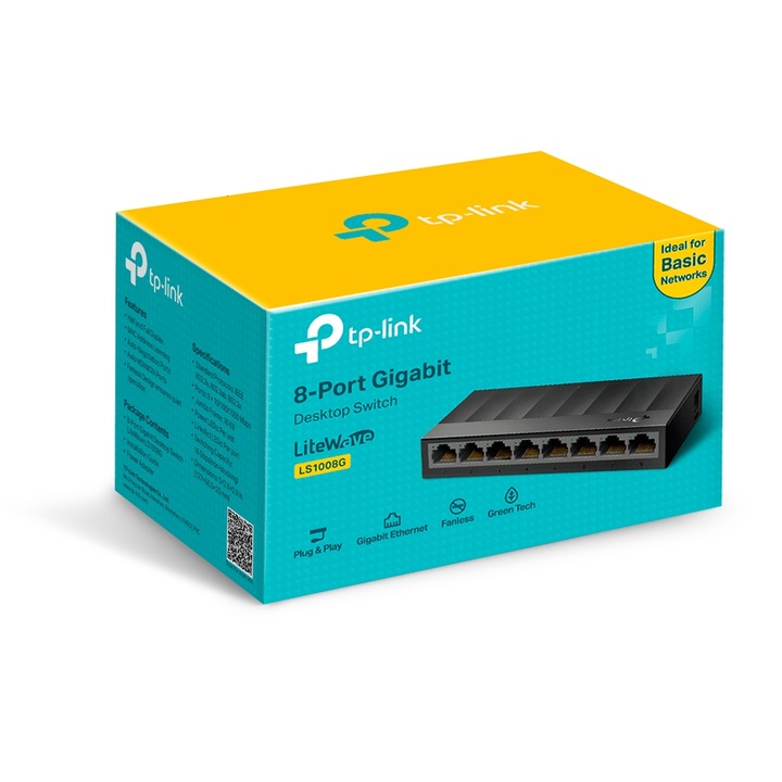 TP-Link LS1008G switch, 8 db 10/100 / 1000Mbps port