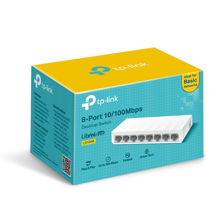 Суич TP-Link LS1008, 8 порта, 10/100Mbps