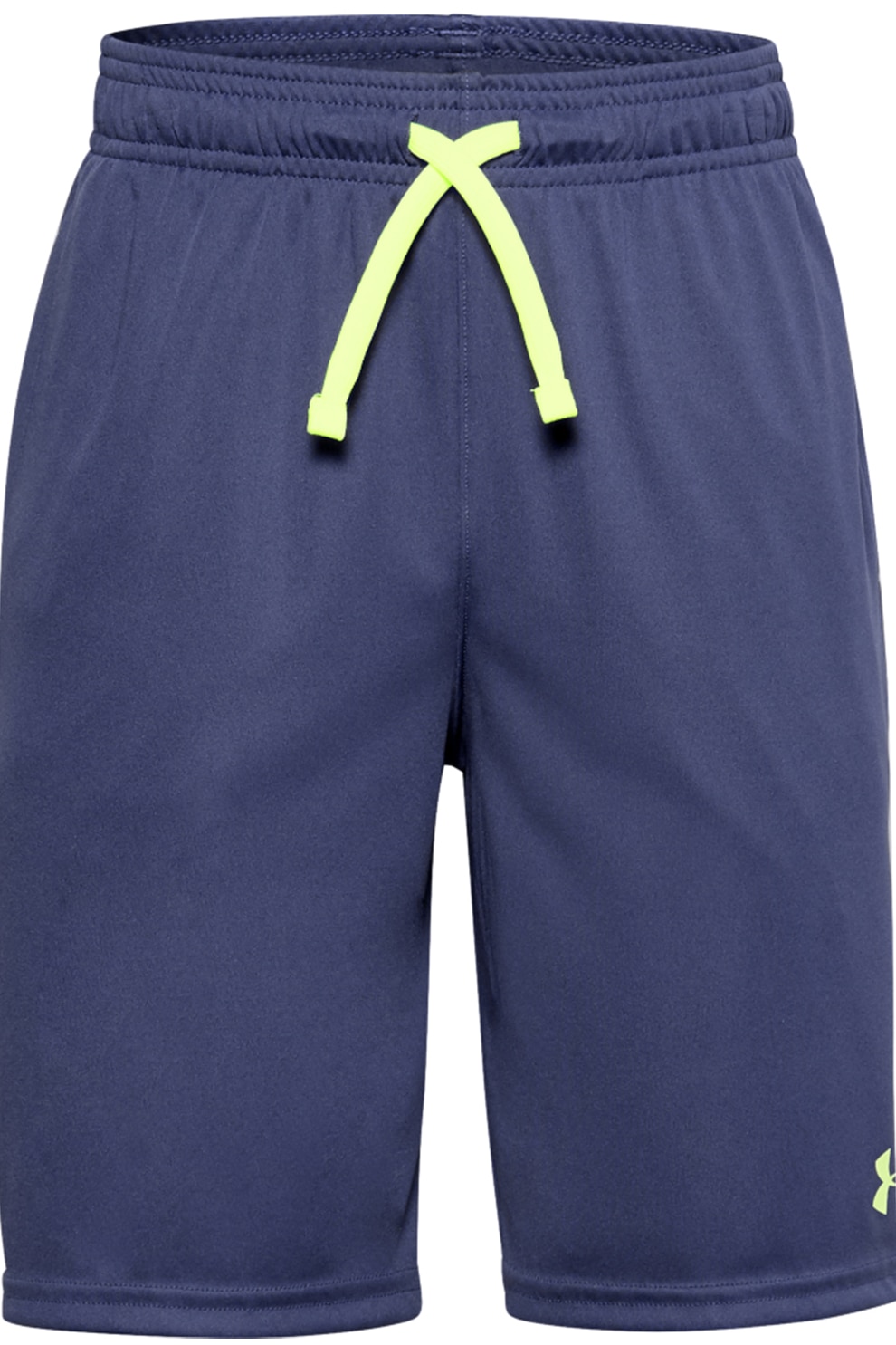 Under Armour, Pantaloni scurti cu imprimeu logo, pentru fitness Prototype Wordmark, Bleumarin/Galben neon