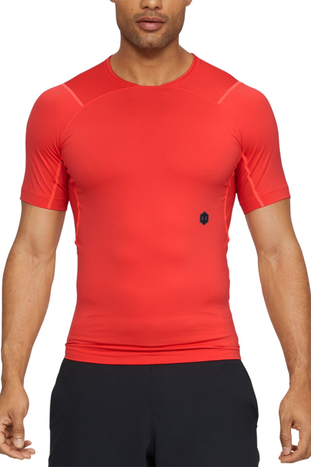 Under Armour, Tricou elastic de compresie, pentru fitness Rush, Rosu