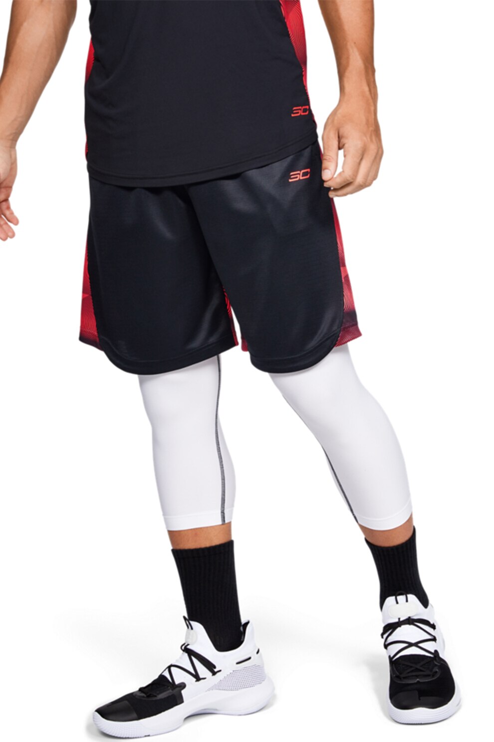 Under Armour, Pantaloni scurti pentru fitness Elevated, Negru/Rosu, 2XL