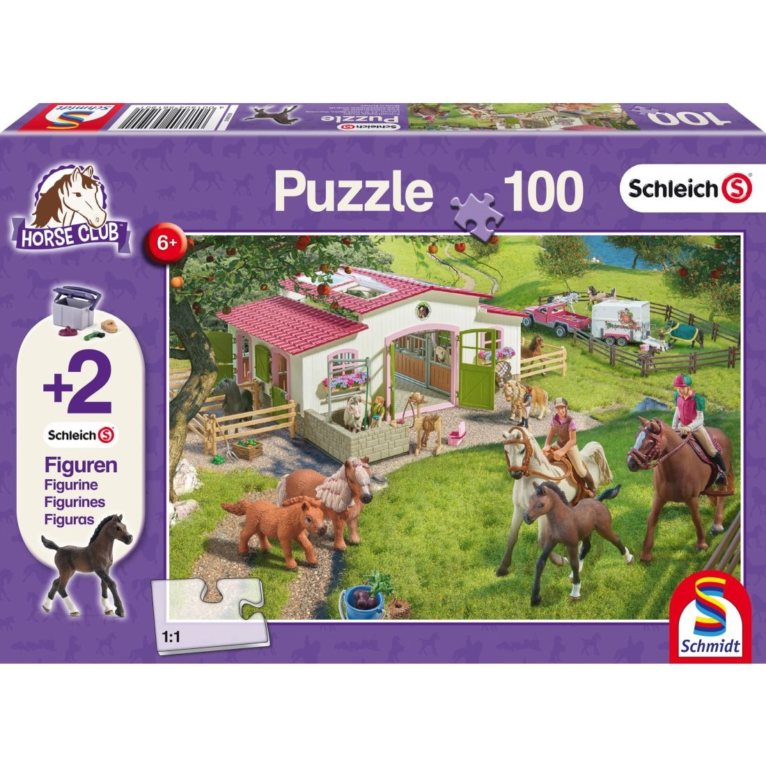 Puzzle Schmidt - Calarit la tara, 100 piese, cu 2 figurine Schleich