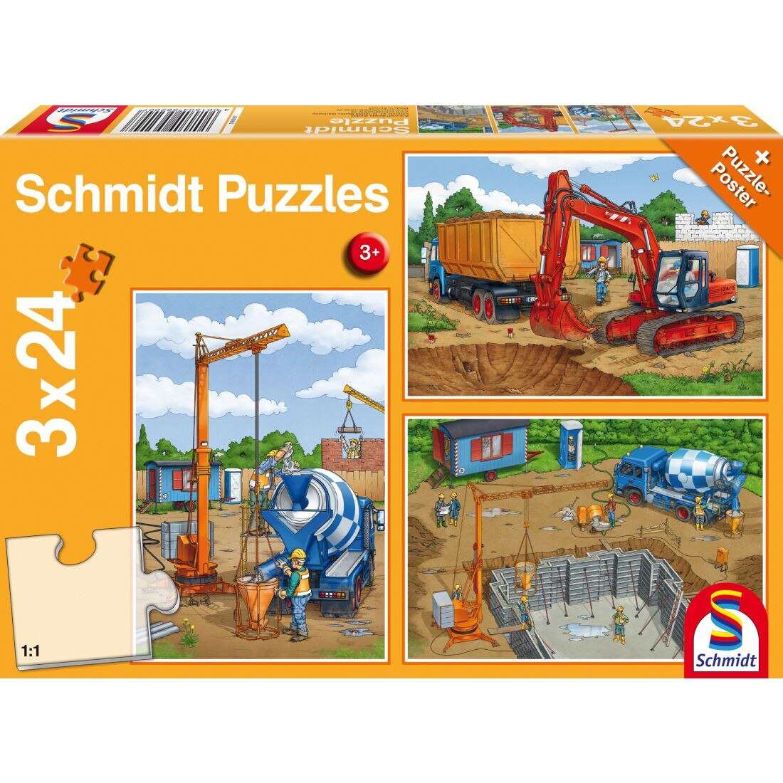 Puzzle Schmidt - Sa construim, 3x24 piese