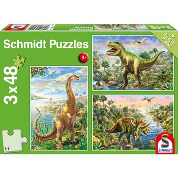 Puzzle Schmidt - Aventurile dinozaurilor, 3x48 piese Puzzle Schmidt - Aventurile dinozaurilor, 3x48 piese