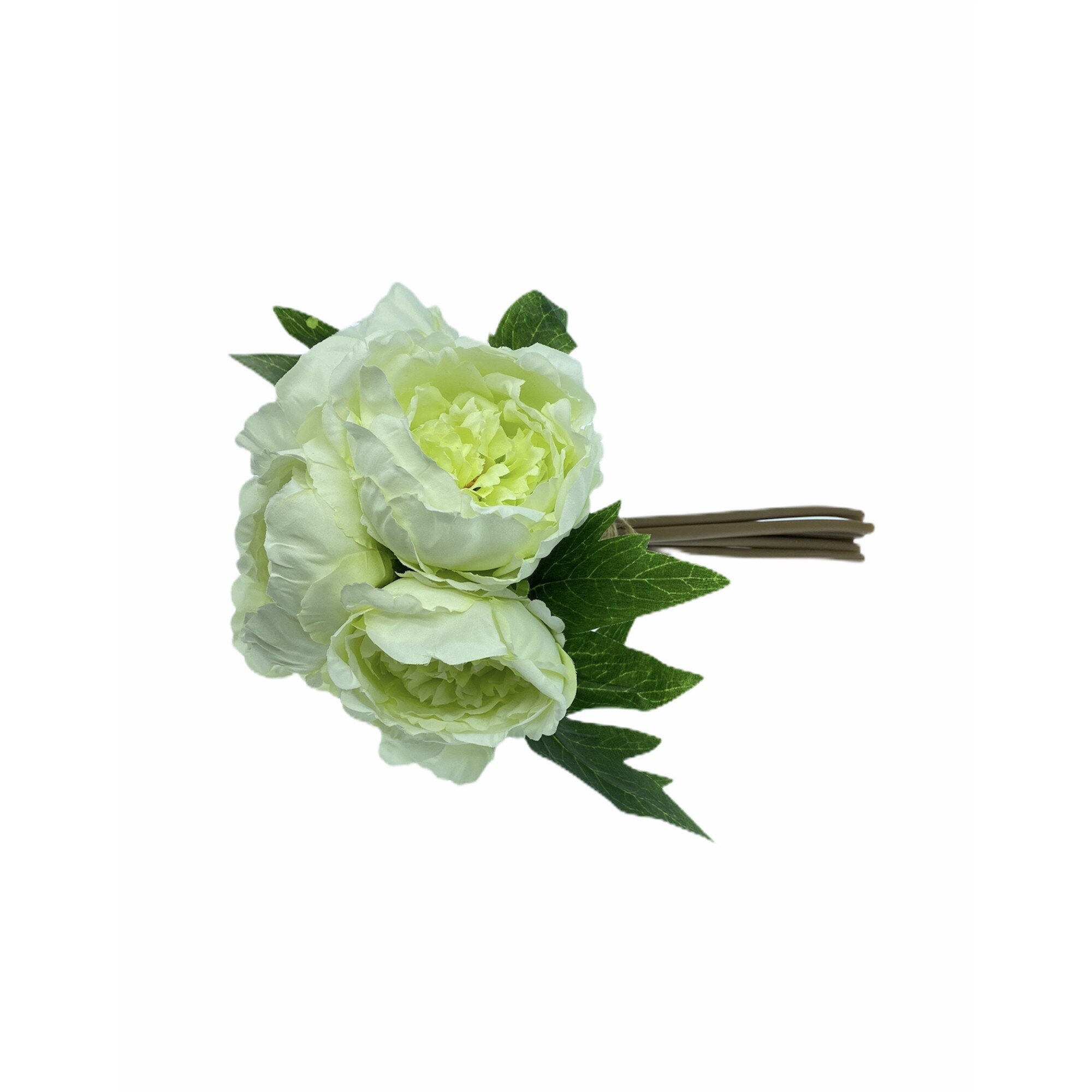 Buchet de bujori artificiali, Alb, 29 cm