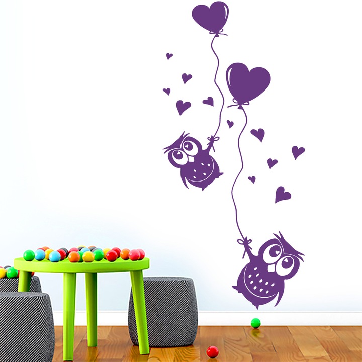 HomeTATTOO - Baglyocskák Falmatrica, faltetoválás 50x110cm Ibolyalila