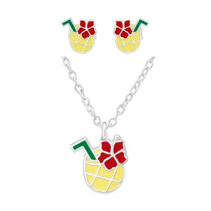 Set colier si cercei Cocktail Time din argint 925, argintiu, inclus cutie bijuterii