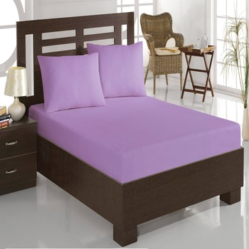 Set pat 3 piese Mally Home Yuny , cearceaf pat cu elastic 160 x 200 + 25 cm si doua fete de perna 50 x 70 cm,100% bumbac, Lila Set pat 3 piese Mally Home Yuny , cearceaf pat cu elastic 160 x 200 + 25 cm si doua fete de perna 50 x 70 cm,100% bumbac, Lila