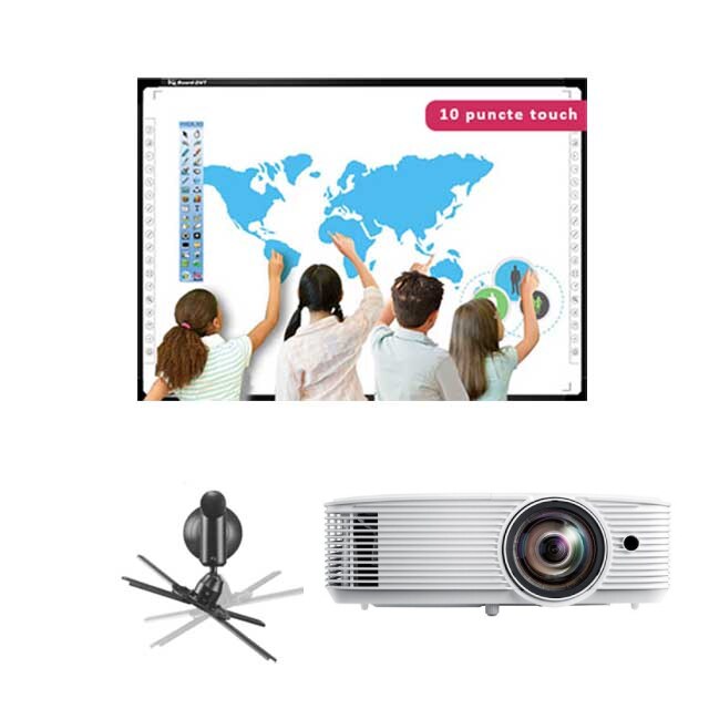 Pachet interactiv IQBoard Foundation100 inch Active, cu videoproiector si suport videoproiector GBC
