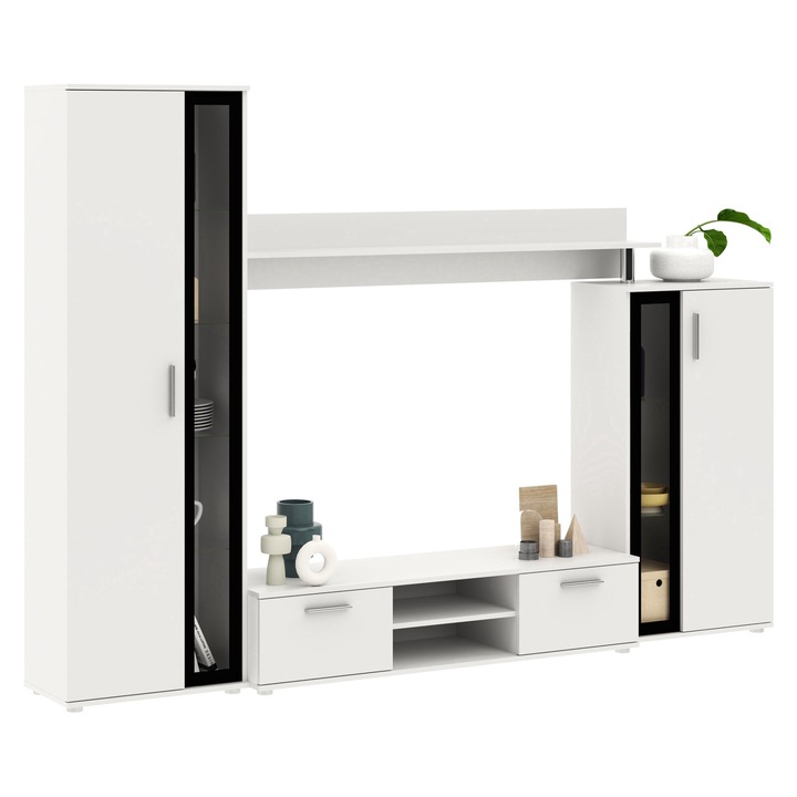 Set living camera de zi Osaka, MIRJAN24, alb / negru, 256x182x40 cm