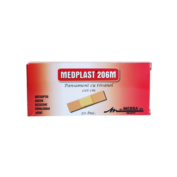 Pansament cu rivanol, 2 cm x 6 cm, set 24 bucati