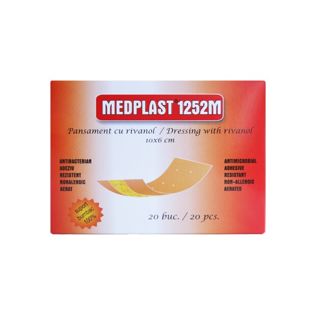 Pansament cu rivanol, 10 cm x 6 cm, set 20 bucati