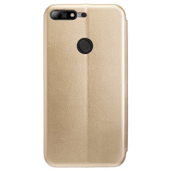Husa book satinat Huawei Y7 Prime 2018, Contakt Auriu Husa book satinat Huawei Y7 Prime 2018, Contakt Auriu
