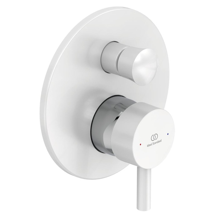 Смесител Ideal Standard KOLVA, Вана-душ, Бял мат, За вграждане, Комплект външна и вътрешна част, Месинг, Хром