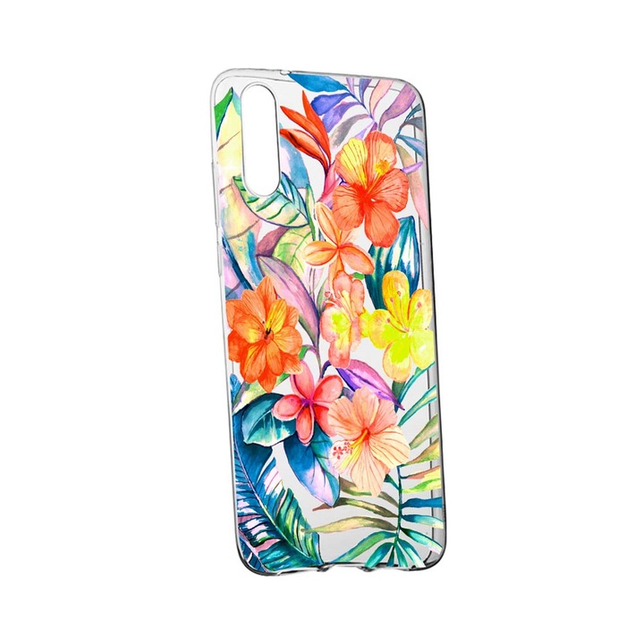 Husa Flori tropicale, pentru Huawei P40 Lite 5G, rezistenta la uzura, anti-alunecare, din silicon Premium, 498