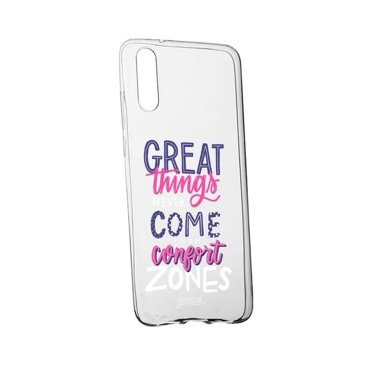 Husa cu mesaj Great Things, pentru Huawei P40 Lite 5G, rezistenta la uzura, anti-alunecare, din silicon Premium, 486